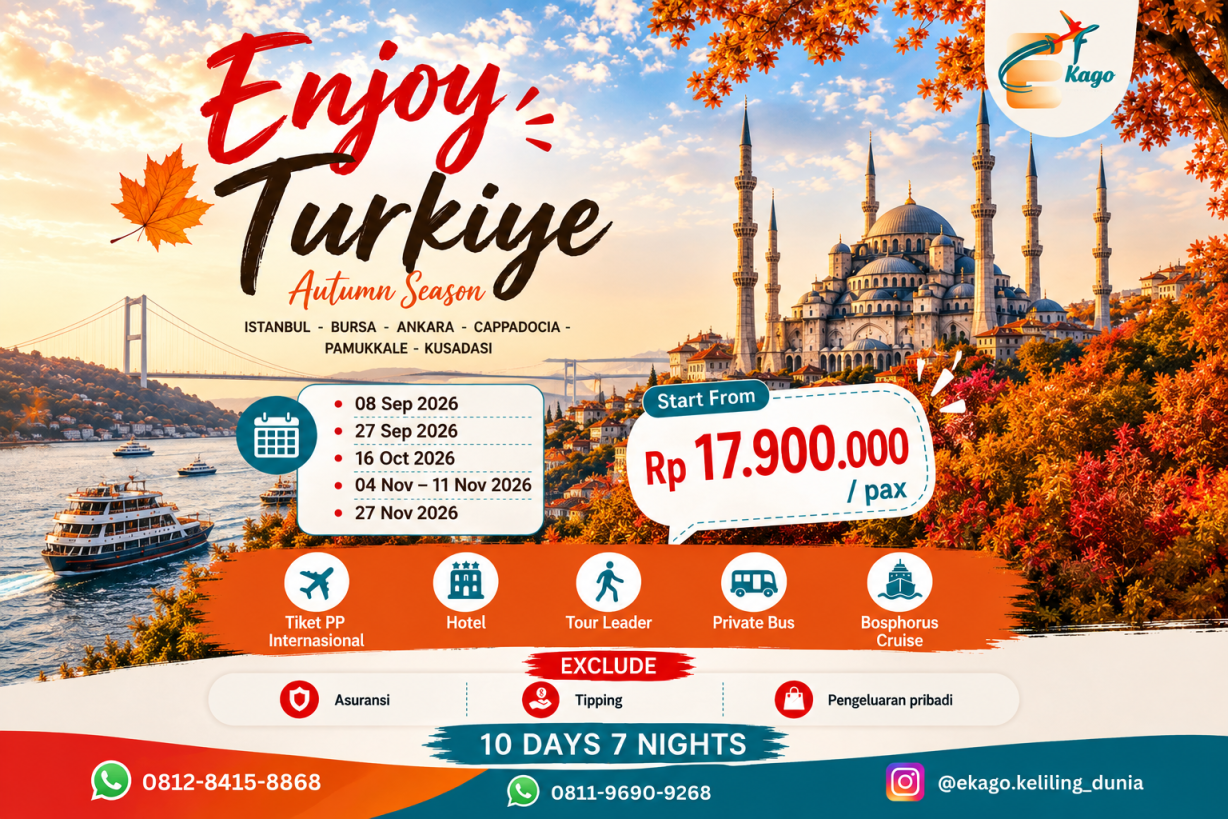 Open Trip Autumn Turki 10 Days 7 Nights September–November 2026