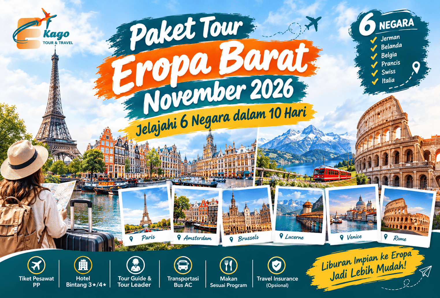 Paket Tour Eropa Barat November 2026: Jelajahi 6 Negara dalam 10 Hari
