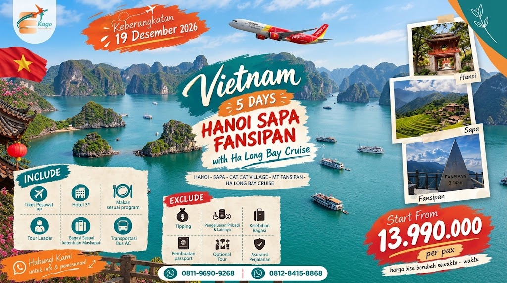 Paket Tour Vietnam 5 Hari: Hanoi, Sapa, Fansipan & Ha Long Bay Cruise