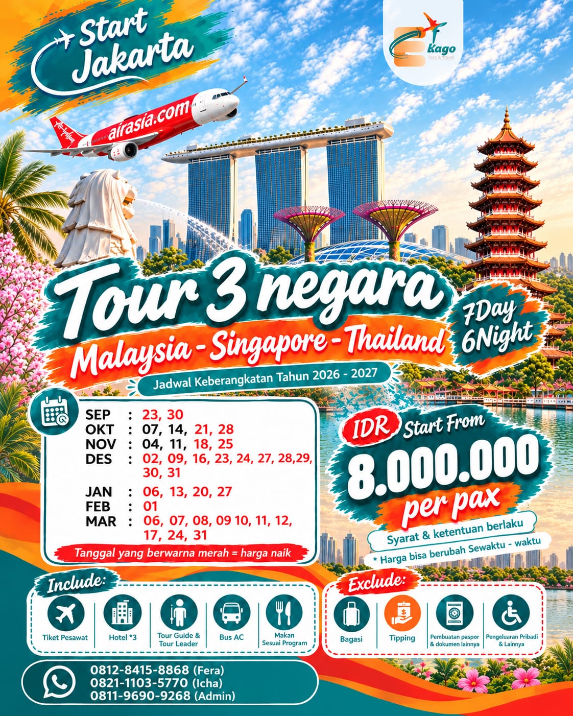 Tour Malaysia, Singapore, Thailand